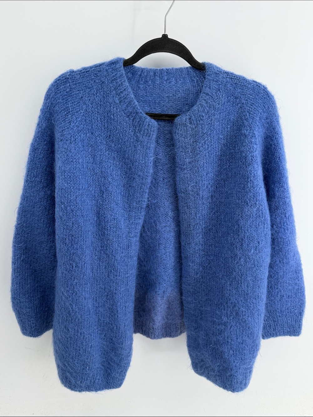 Handmade handcrafted crewneck open front knit grandmacore cardigan